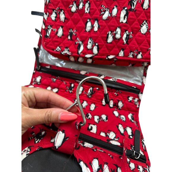 VERA BRADLEY Red Playful Penguins Hanging Cosmetic Makeup Organizer - Picture 3 of 10